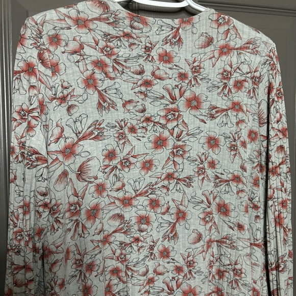 LuLaRoe S (6-8) Duster Cardigan Sarah Floral Gray Salmon Ribbed - Picture 3 of 12